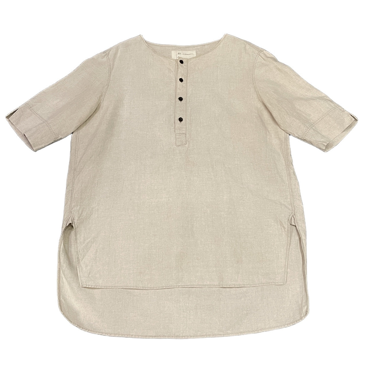 N/07 リネンポプリンノーカラープルオーバーシャツ チュニック ヘンリーネック トップス エヌゼロナナ メンズ