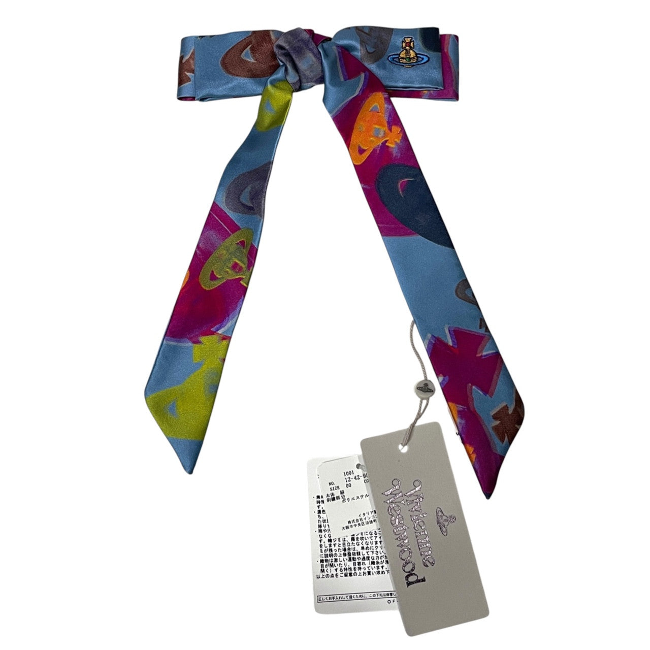 Vivienne Westwood 25SS HALFTONE ORB FLYES HAIR CLIPS オーブ刺繍シルク総柄ヘアクリップ バレッタ 髪留め アクセサリー 未使用タグ付き ヴィヴィアンウエストウッド レディース