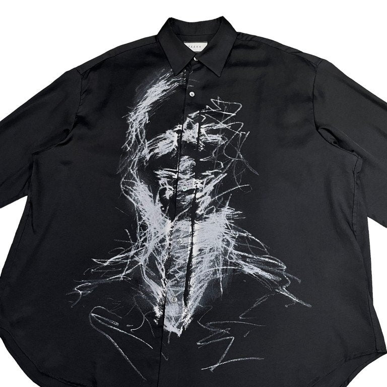 TAAKK 23AW DRAWING PRINT SHIRT ドローイングプリントオーバーサイズシャツ ワイド 定価37,400円 TA23AW-SH033