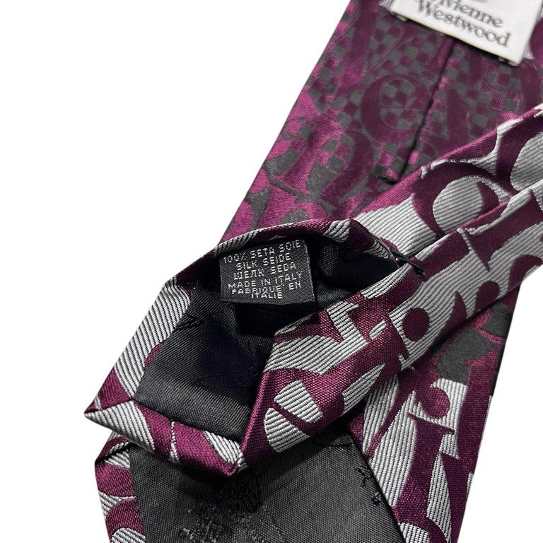 Vivienne Westwood オーブ刺繍総柄ロゴシルクネクタイ 小物 アクセサリー ストライプ チェック ヴィヴィアンウエストウッド メンズ