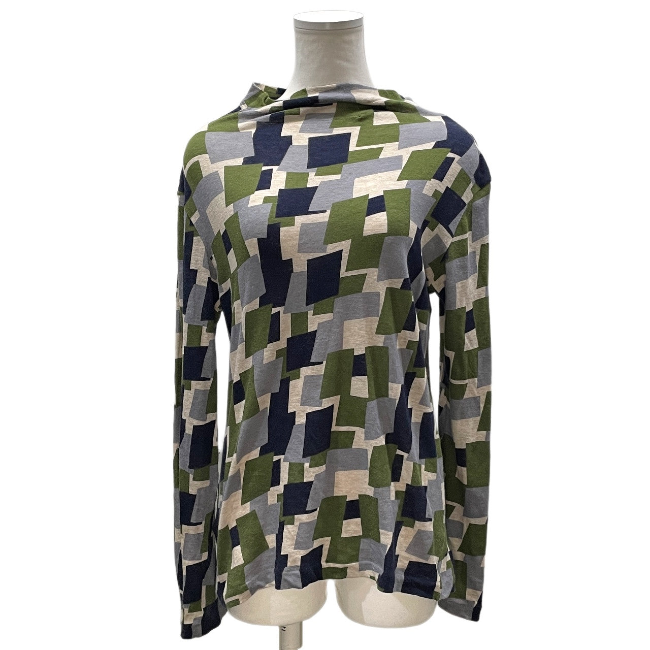 Y's コットンカシミヤパッチワーク風プリントハイネックカットソー Tシャツ ニットセーター トップス 総柄 カシミア Yohji Yamamoto Femme ワイズ ヨウジヤマモトファム レディース