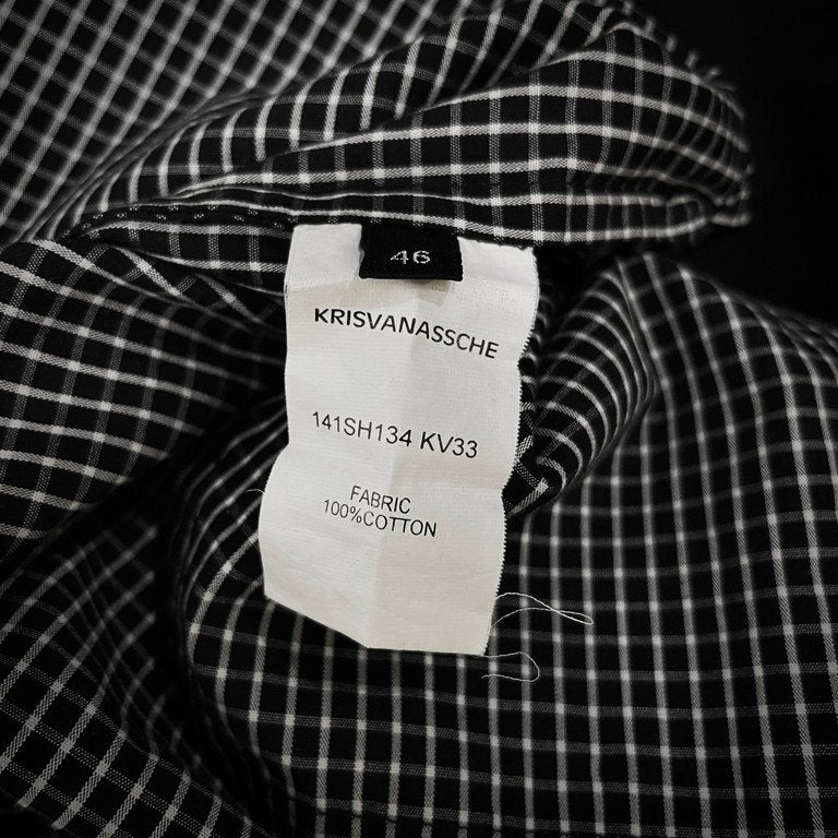 KRIS VAN ASSCHE 14SS ギンガムチェックシャツ切替スウェットパーカー フーディ トップス Archive クリスヴァンアッシュ メンズ