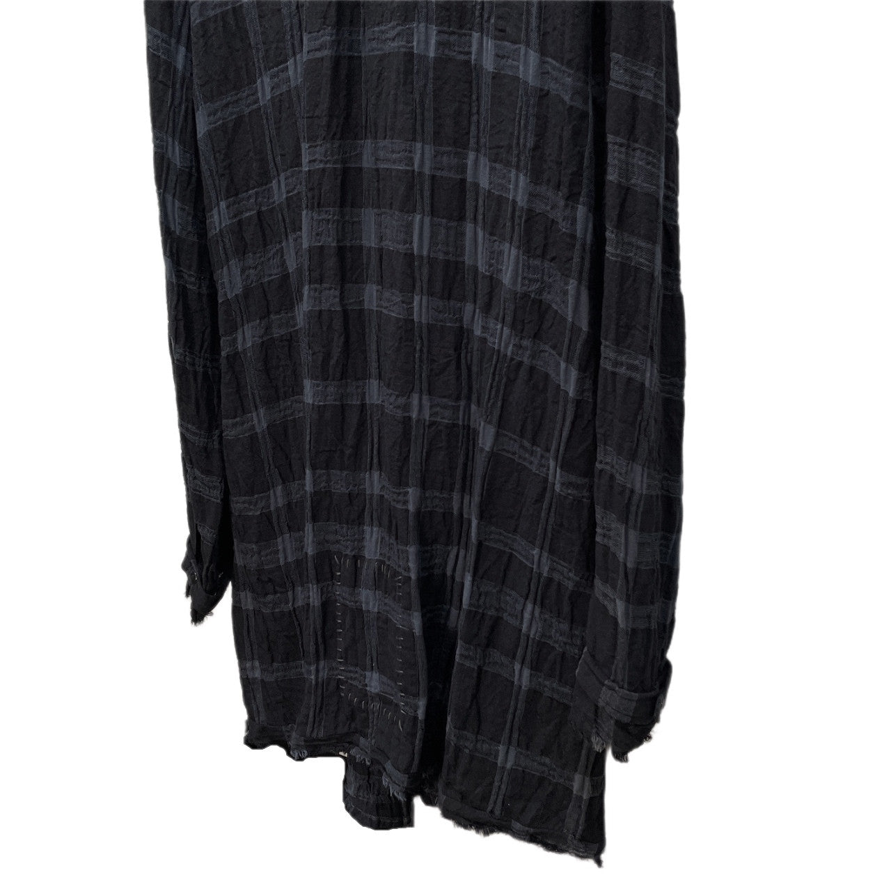 SOSNOVSKA リネンコットンガーゼチェックカットオフバンドカラーロングシャツ ブラウス トップス ソスノブスカ メンズ