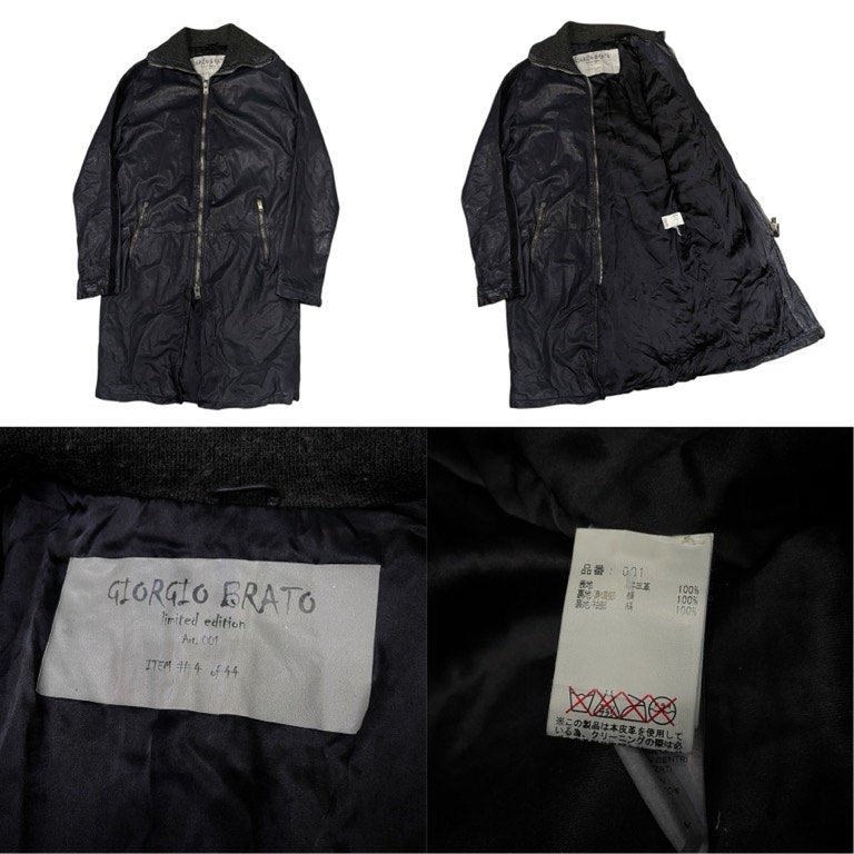 GIORGIO BRATO Limited edition Art.001 ITEM #4 ベビーラムレザー総シルクライニングジップアップレザーコート ジャケット ブルゾン アウター 限定 ジョルジオブラット メンズ