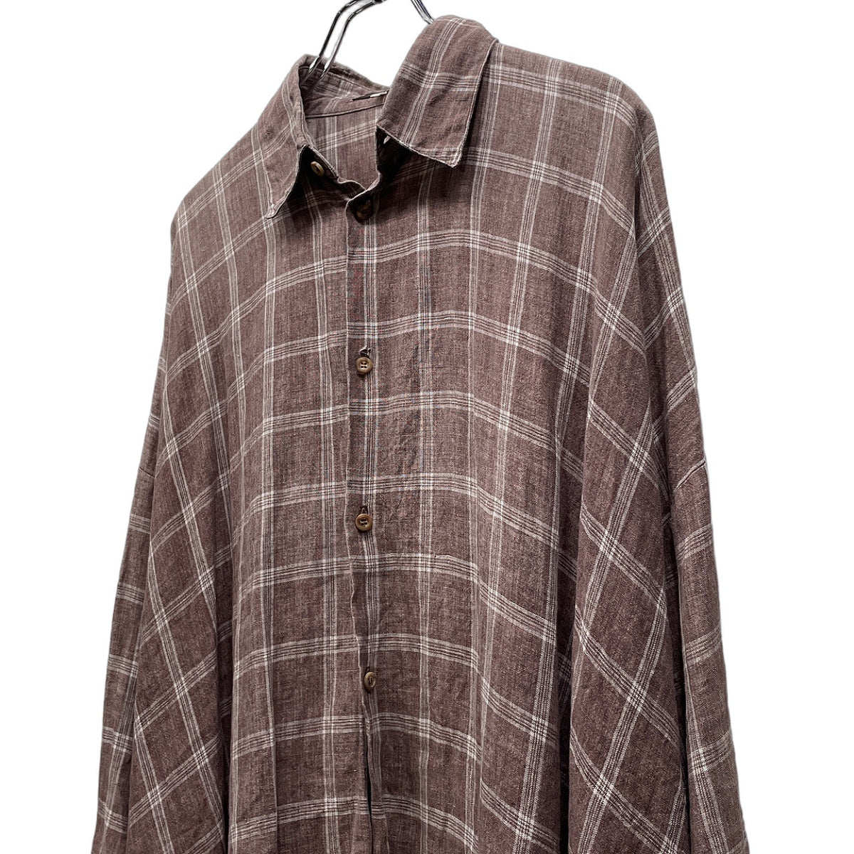 eskandar 平面パターンリネンチェックオーバーサイズシャツ ブラウス 80s 90s Archive エスカンダー SHIRIN GUILD メンズ レディース ユニセックス