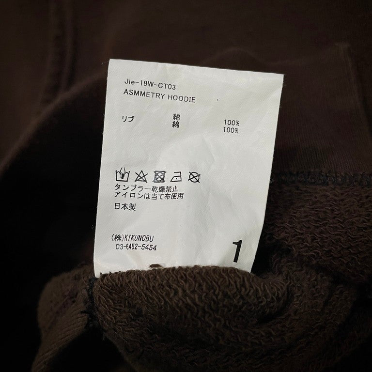 JieDa 19AW アシンメトリービックシルエットパーカー トップス フーディ 切替 ツギハギ 後付けフーディ  ジエダ メンズ レディース Jie-19W-CT03