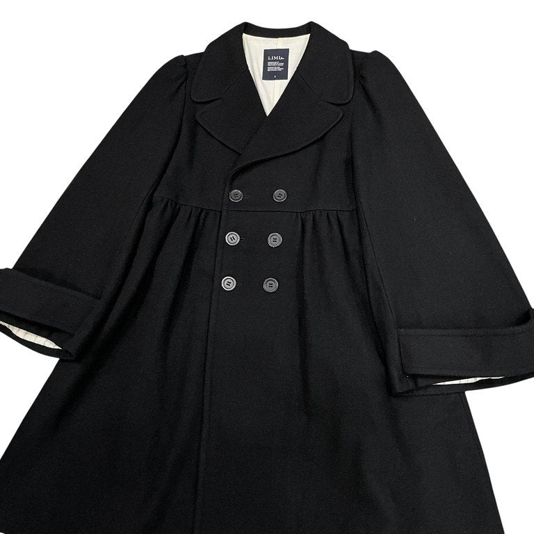 LIMI feu ウールメルトンボリュームギャザーダブルブレストロングコート ジャケット ブルゾン アウター Yohji Yamamoto Femme リミフゥ ヨウジヤマモト レディース