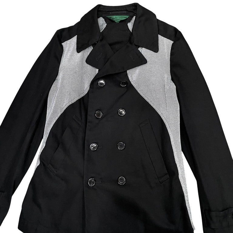 COMME des GARCONS HOMME PLUS EVER GREEN 03AW Curve 復刻 コットン切り替えダブルブレストジャケット コート ブルゾン アウター 09SS カーブ期 Archive コムデギャルソンオムプリュス メンズ