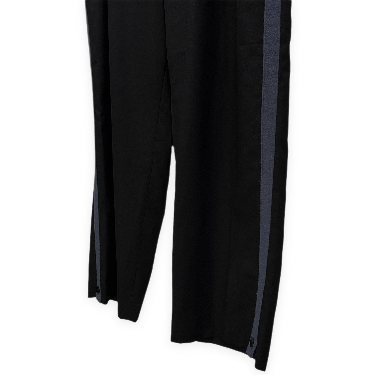 Yohji Yamamoto Pour Homme 01AW ウールギャバジン1タック裾ボタンサイドラインパンツ 側章 脇テープ Archive ギャングスター期 ボトムス ヨウジヤマモトプールオム メンズ