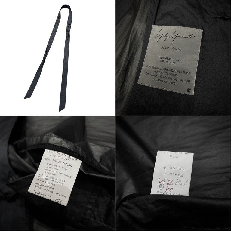 Yohji Yamamoto Pour Homme 91AW 6.1 THE MEN ナイロンタフタステンカラーフーデッドロングコート Archive 90s ベルト フード ジャケット ブルゾン アウター ヨウジヤマモトプールオム メンズ