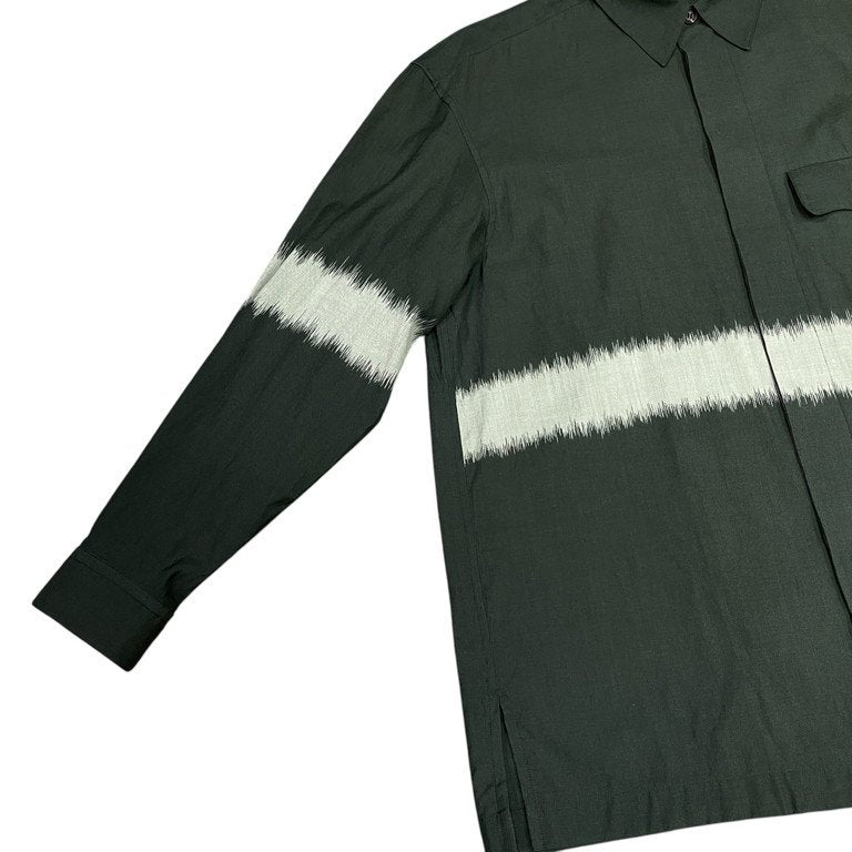 ISSEY MIYAKE ウールコットンラインデザインボックスシルエットシャツ Archive 80s 90s ブラウス ボーダー オーバーサイズ イッセイミヤケ メンズ