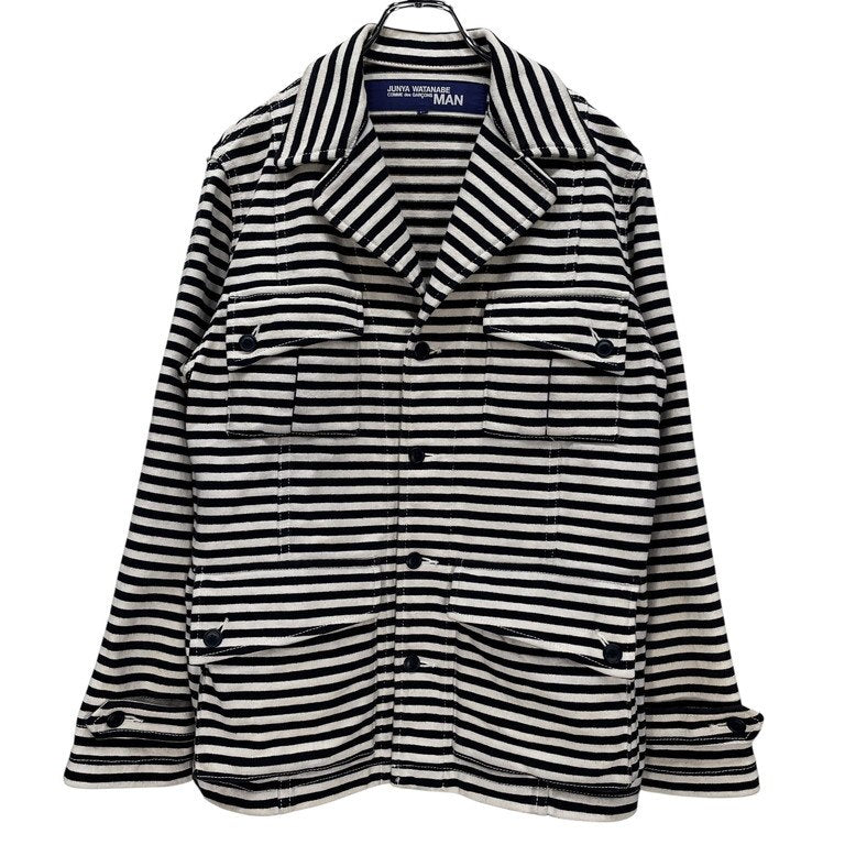 JUNYA WATANABE COMME des GARCONS MAN 04SS ヘビーコットンボーダー4ポケットジャケット ブルゾン コート アウター バスク マリン Archive 00s ジュンヤワタナベ コムデギャルソン マン メンズ