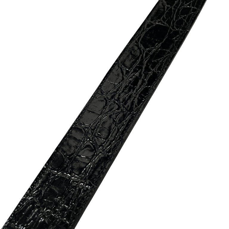 SAINT LAURENT PARIS 21AW 22SS ゴールドオーバルバックルクロコエンボスレザーベルト 75 型押し 革 服飾小物 GRZ669889 サンローランパリ メンズ レディース ユニセックス