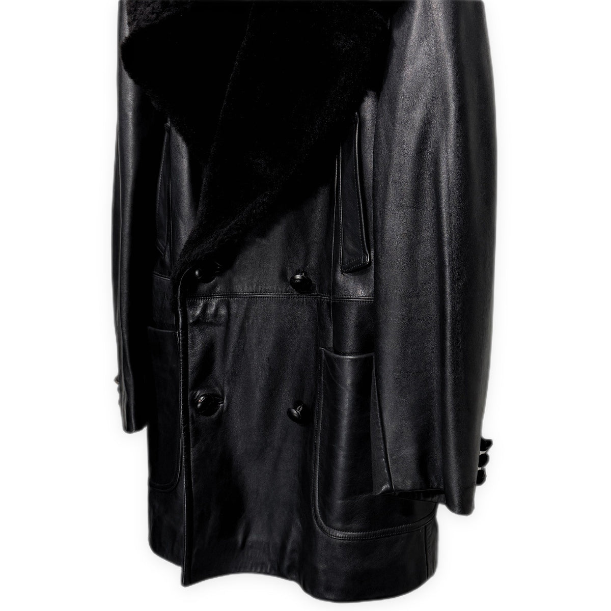 LQ Y's for men ムートンカラーカウレザーダブルブレストコート Archive 80s 90s Yohji Yamamoto Pour Homme ワイズフォーメン ヨウジヤマモトプールオム メンズ