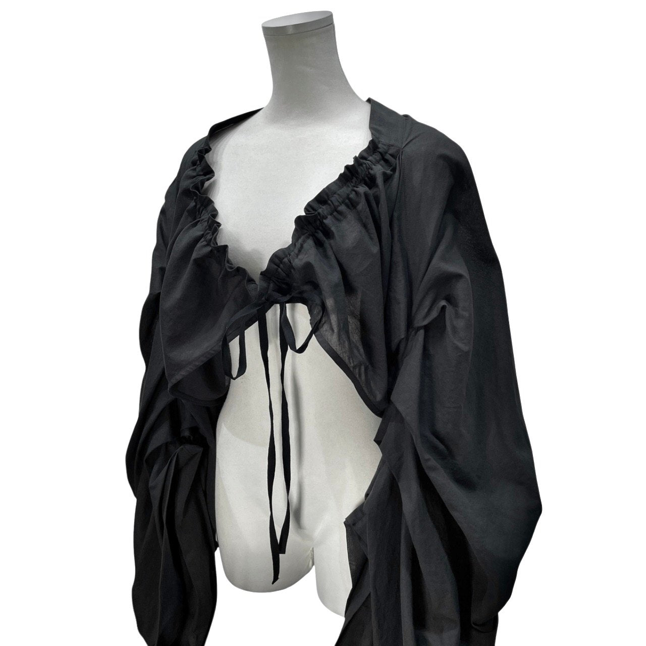 whowhat 25SS 4 TRANSFORM WIDE SLEEVE -BLACK- 変型シャーリングワイドタックスリーブジャケット ブラウス シャツ ブルゾン コート アウター WH-2501-T9 定価35,200円 未使用タグ付き フーワット メンズ レディース ユニセックス