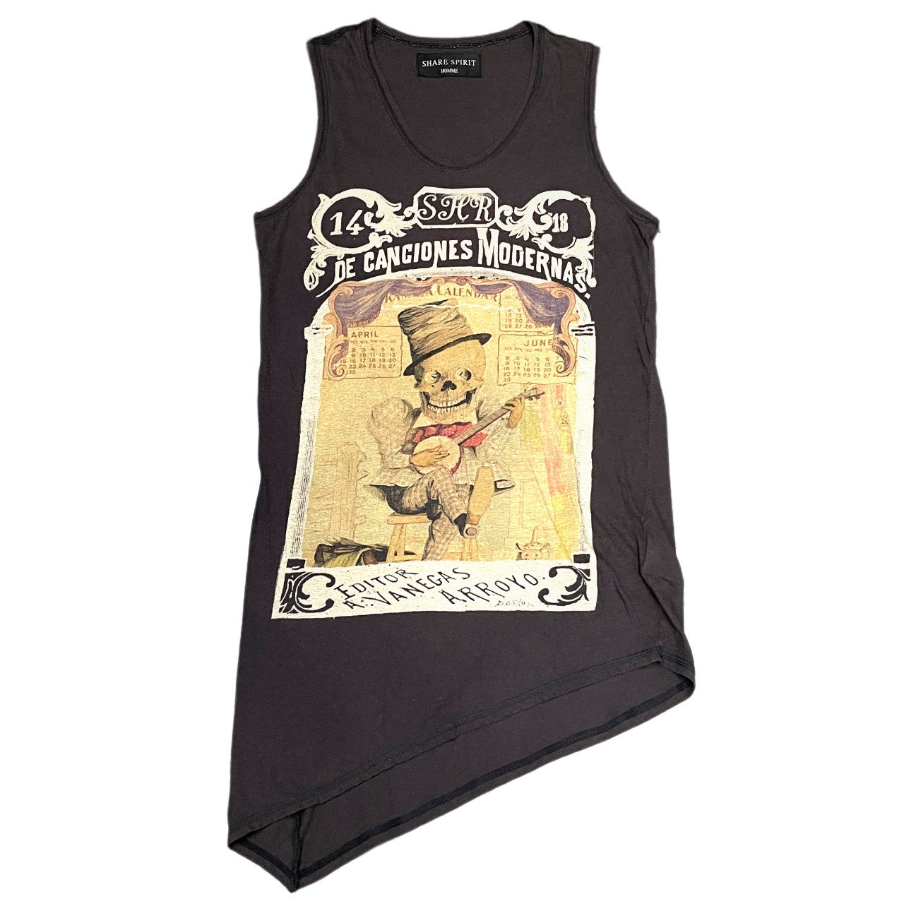 SHARE SPIRIT スカルプリントタンクトップ ノースリーブカットソー Tシャツ tee T-shirt トップス Y2K シェアスピリット メンズ
