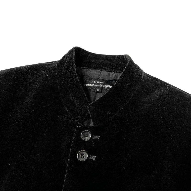 tricot COMME des GARCONS 91AW ベロア6Bマオカラーショートジャケット Archive ChicPunk シックパンク 80s テーラード スタンドカラー 初期 CdG コムデギャルソン レディース
