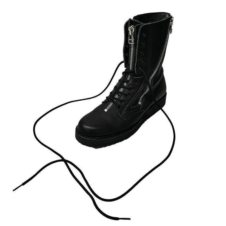 Yohji Yamamoto Pour Homme 22AW 3ジッパーミリタリーブーツ レースアップシューズ 靴 クツ ファスナー 定価110,000円 HE-E07-761 vibram 軽量 サイズ3 約25.5~26.5cm ヨウジヤマモトプールオム メンズ