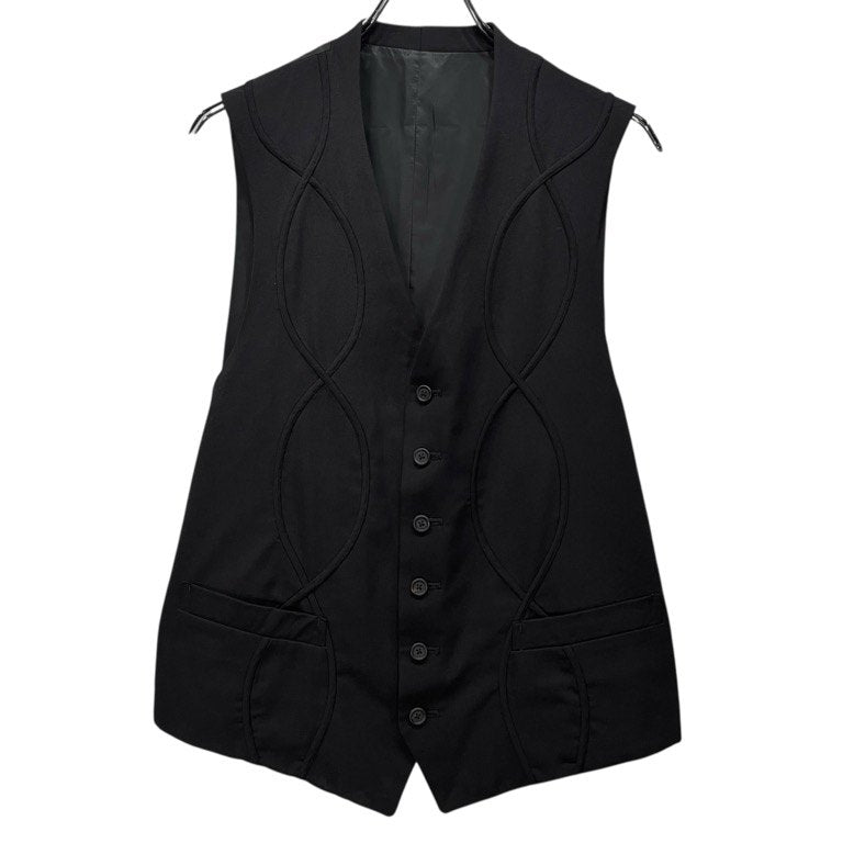 Y's for men ウールギャバジンパイピング装飾ベスト ノースリーブ トップス アウター ジャケット Archive 90s Yohji Yamamoto Pour Homme ヨウジヤマモトプールオム ワイズフォーメン メンズ