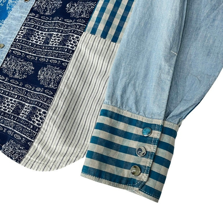 KAPITAL 06AW バンダナパッチワークウエスタンシャツ 初期 希少 リネン ターコイズボタン チェック ガーゼ キャピタル メンズ レディース ユニセックス