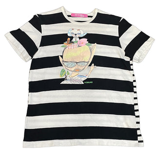 JUNYA WATANABE COMME des GARCONS MAN PINK × 古武家賢太郎 03SS マルチボーダー切替アートプリントTシャツ カットソー Tee T-shirt 半袖 トップス Archive ジュンヤワタナベ コムデギャルソン マン ピンク レディース