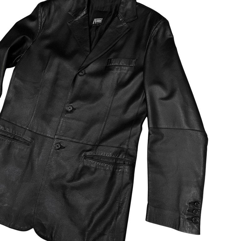 GIANFRANCO FERRE レザー3Bテーラードジャケット ブレザー コート アウター 90s ジャンフランコフェレ メンズ