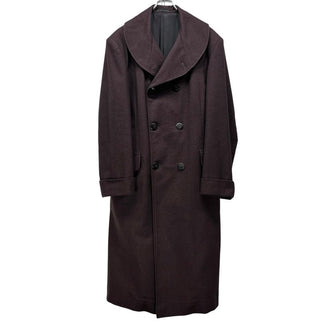 Yohji Yamamoto Pour Homme 88AW ビッグショールカラーウールコットンダブルブレストロングコート Archive 80s 90s ジャケット ブルゾン アウター へちま襟 ヨウジヤマモトプールオム メンズ