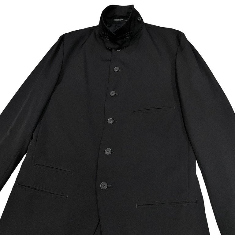 Yohji Yamamoto Pour Homme 20SS ウールギャバジン6Bストラップスタンドカラー燕尾ロングテーラードジャケット HN-J45-100