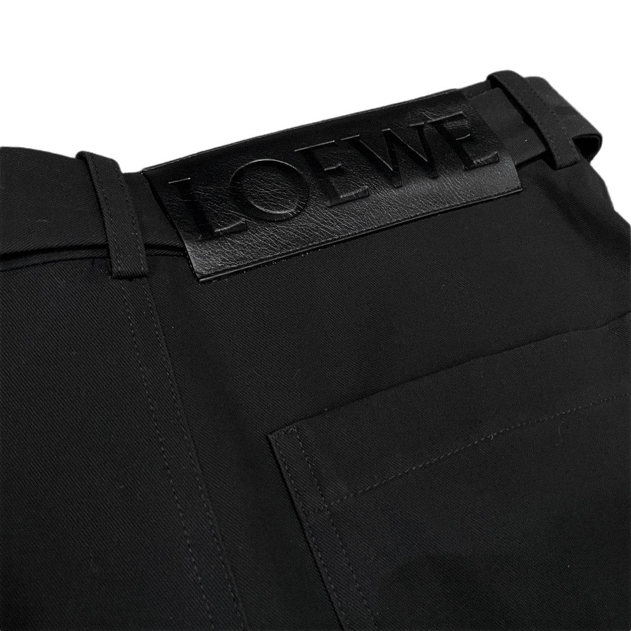LOEWE Wide-Cut Belted Low-Crotch Trousers コットンギャバジンワイドカットロークロッチベルテッドパンツ サルエル トラウザーズ ペインター ボトムス スラックス ベルト ロエベ メンズ