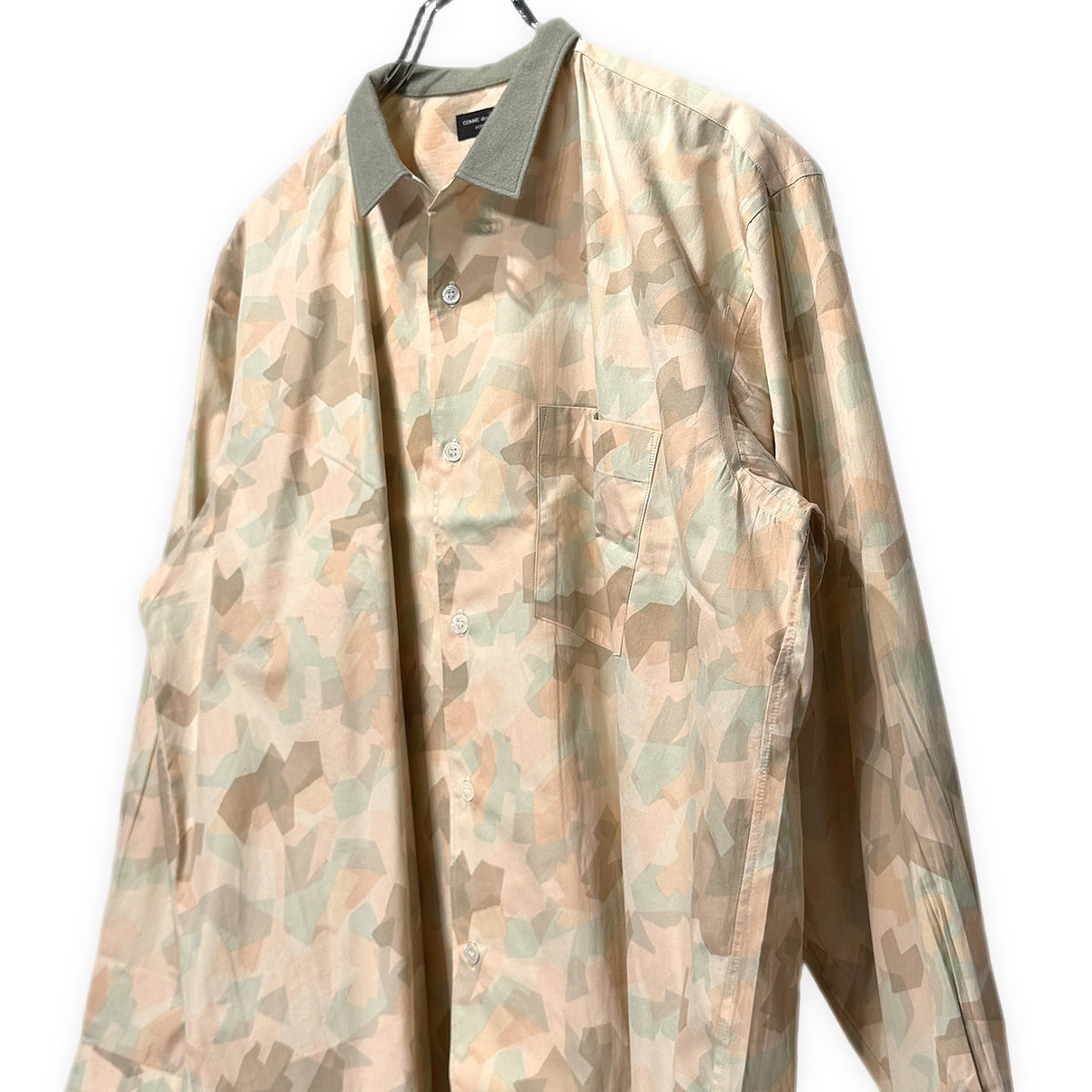 COMME des GARCONS HOMME PLUS 90AW デジタルカモフラージュ柄襟切り替えオープンカラーシャツ ブラウス トップス デジカモ 迷彩 総柄 開襟 Archive 90s コムデギャルソンオムプリュス メンズ