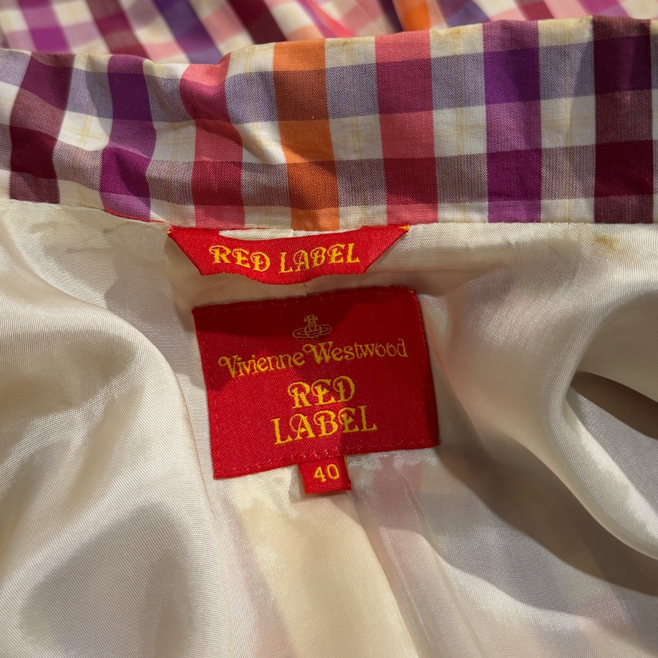 Vivienne Westwood RED LABEL 99SS ギンガムチェック3Bテーラードジャケット Archive 90s ブルゾン コート アウター オーブ ヴィヴィアンウエストウッド レディース