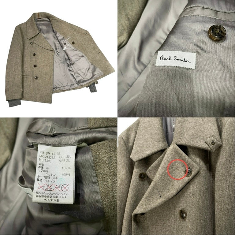 Paul Smith 11AW レザーパイピングダブルブレストショートウールコート ジャケット Pコート ブルゾン アウター ポールスミス メインライン メンズ