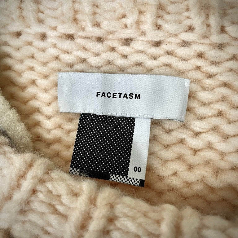FACETASM 17AW RIB HAND KNIT SWEATER ショルダーラインサイドジップオーバーサイズケーブルニットセーター ムートンレザー フィッシャーマン トップス CHG-KN-U06 ファセッタズム メンズ