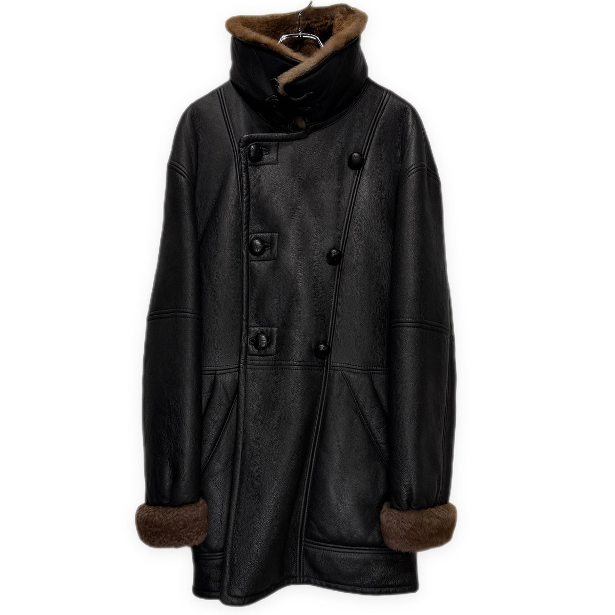 LQ Y's for men ラムレザームートンダブルブレストコート ブルゾン ジャケット アウター Archive 80s 90s Yohji Yamamoto Pour Homme ヨウジヤマモトプールオム ワイズフォーメン メンズ