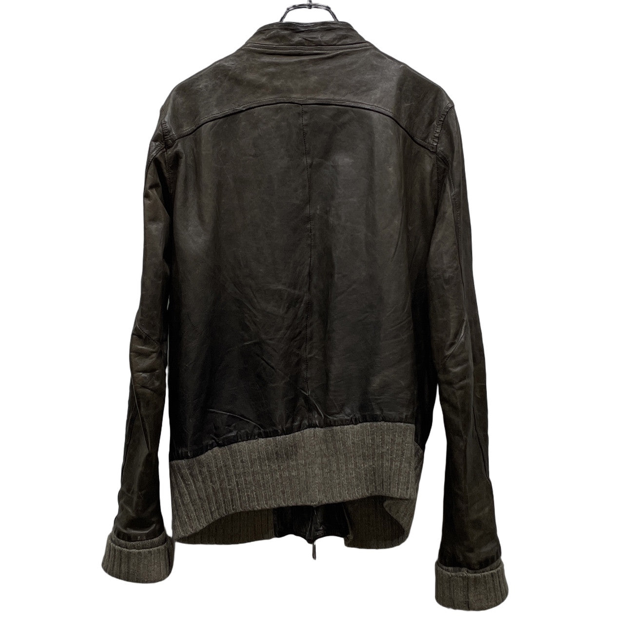 GIORGIO BRATO ラムレザーノーカラージップアップリブブルゾン ライダースジャケット コート アウター ジョルジオブラット メンズ