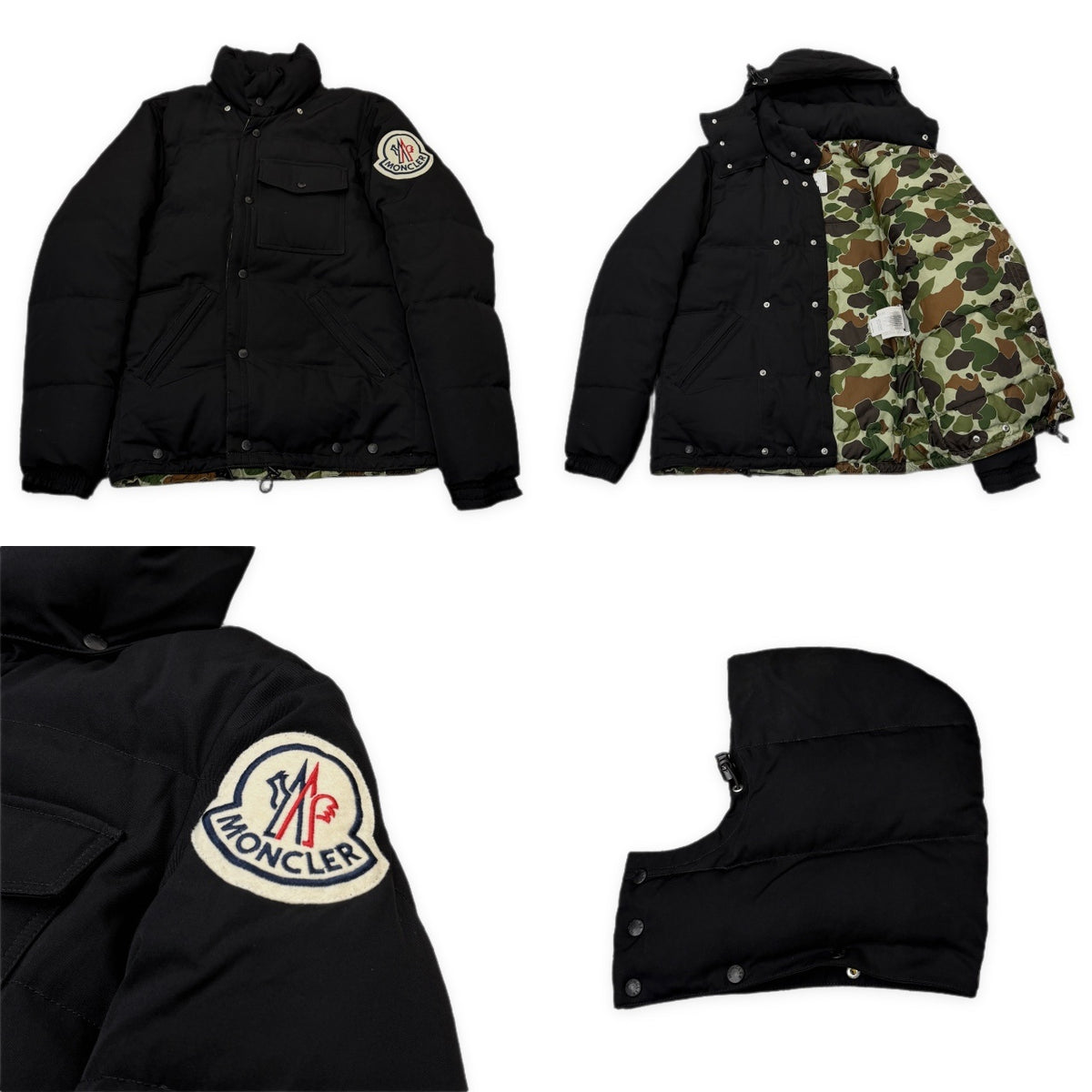 JUNYA WATANABE COMME des GARCONS MAN × MONCLER 06AW ウールギャバジン迷彩裏地ダウンジャケット ブルゾン コート アウター Archive カモフラージュ ジュンヤワタナベ コムデギャルソン マン モンクレール メンズ