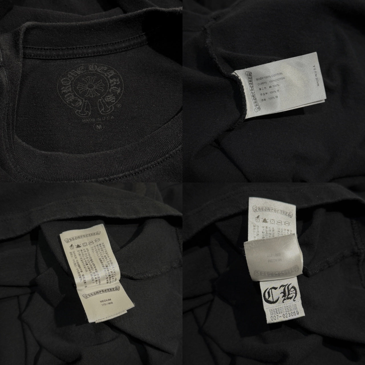 CHROME HEARTS 18 AV. Montaigne L S Tee Long Sleeve パリ直営店限定 BSフレアスクロールラベルプリント袖リブポケットTシャツ カットソー トップス CHロゴ 長袖 クロムハーツ メンズ