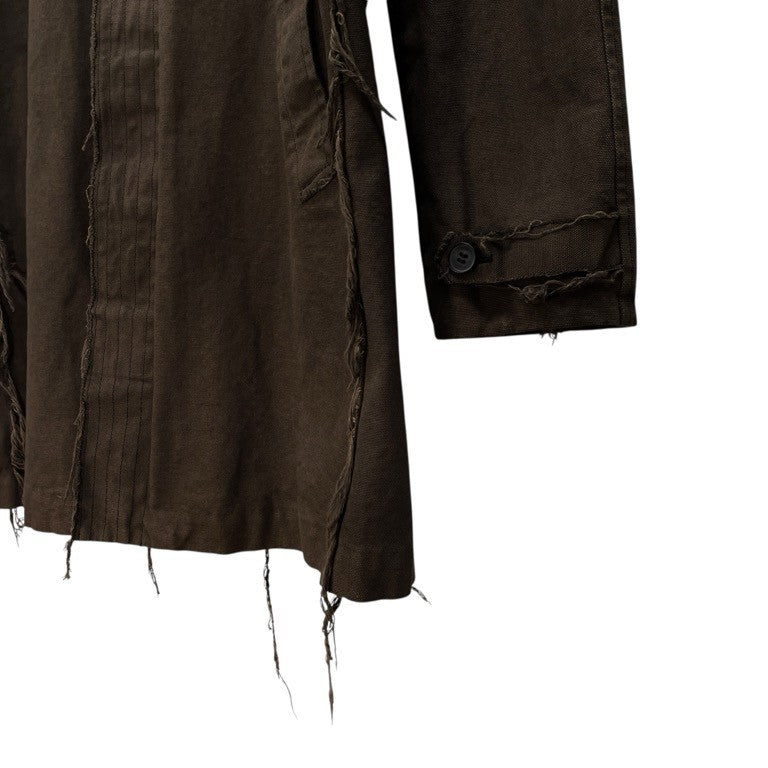 Dhyana 09AW コットンキャンバスカットオフチンストラップミドルコート アウター size 2 ステンカラーコート 裏地ストライプ アルチザン ディアーナ メンズ