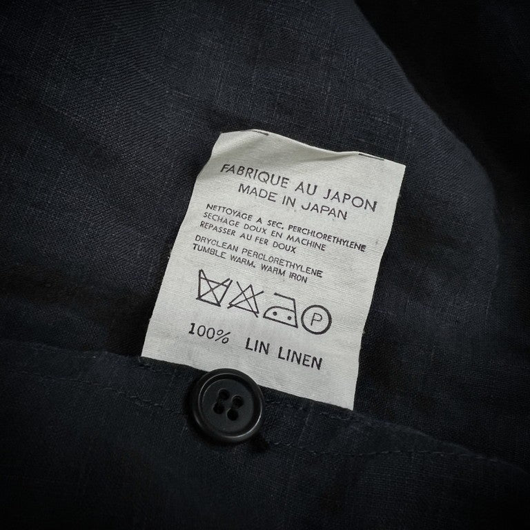 Yohji Yamamoto Pour Homme 85SS リネンポプリンキモノスリーブロングコート 着物袖 Archive 80s 最初期 丸文字ロゴ 希少 レア ジャケット ブルゾン アウター ヨウジヤマモトプールオム メンズ