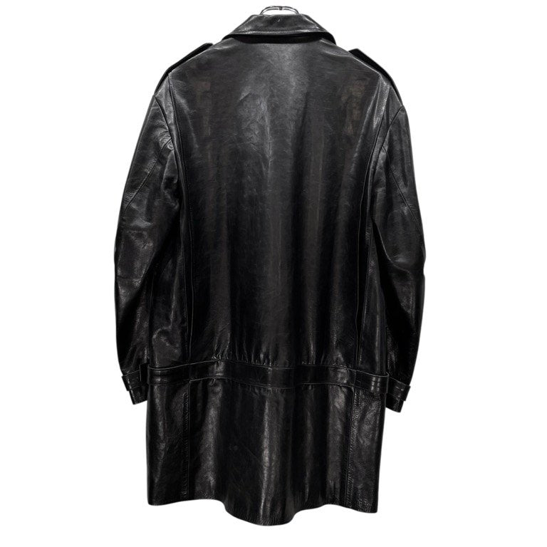 Y's カウレザーサイドベルトアジャスターロングコート Archive 80s 90s ブルゾン ジャケット アウター Yohji Yamamoto ヨウジヤマモト ワイズ レディース メンズ ユニセックス