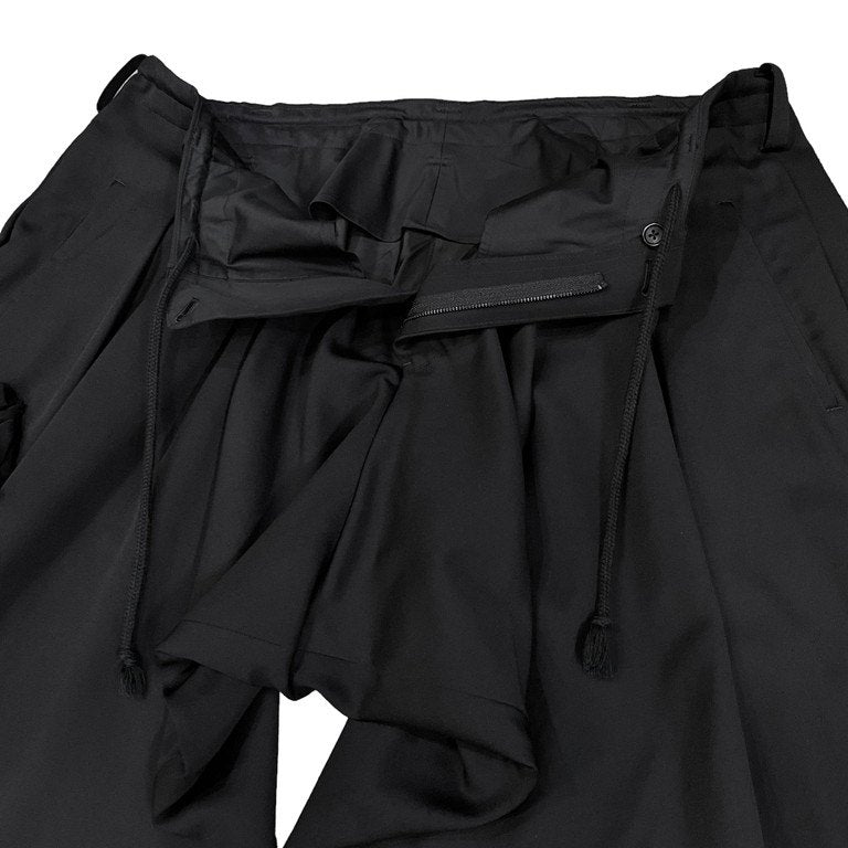 Yohji Yamamoto Pour Homme 23AW ウールギャバジン布パッチ内ドレープパンツ 当て布裾ねじりP 定価136,400円