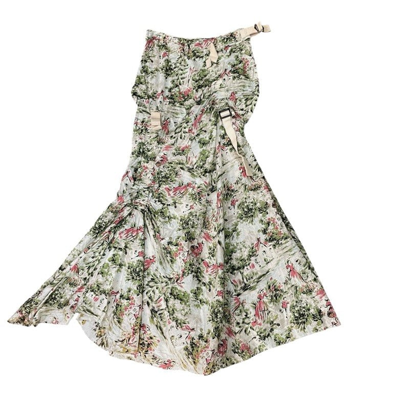 JUNYA WATANABE COMME des GARCONS 03SS 風景画プリントカットオフボンテージパラシュートスカート 拘束 ボトムス Archive 総柄 ベルト パンツ ジュンヤワタナベ コムデギャルソン レディース