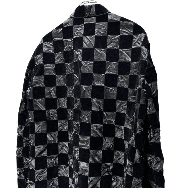 BLACK COMME des GARCONS 23AW フロッキーチェックプリントチャイナシャツ ブラウス トップス ジャケット ブラック コムデギャルソン メンズ レディース ユニセックス