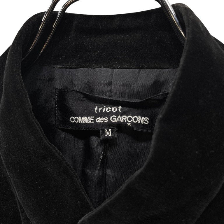 tricot COMME des GARCONS 91AW ベロア6Bマオカラーショートジャケット Archive ChicPunk シックパンク 80s テーラード スタンドカラー 初期 CdG コムデギャルソン レディース