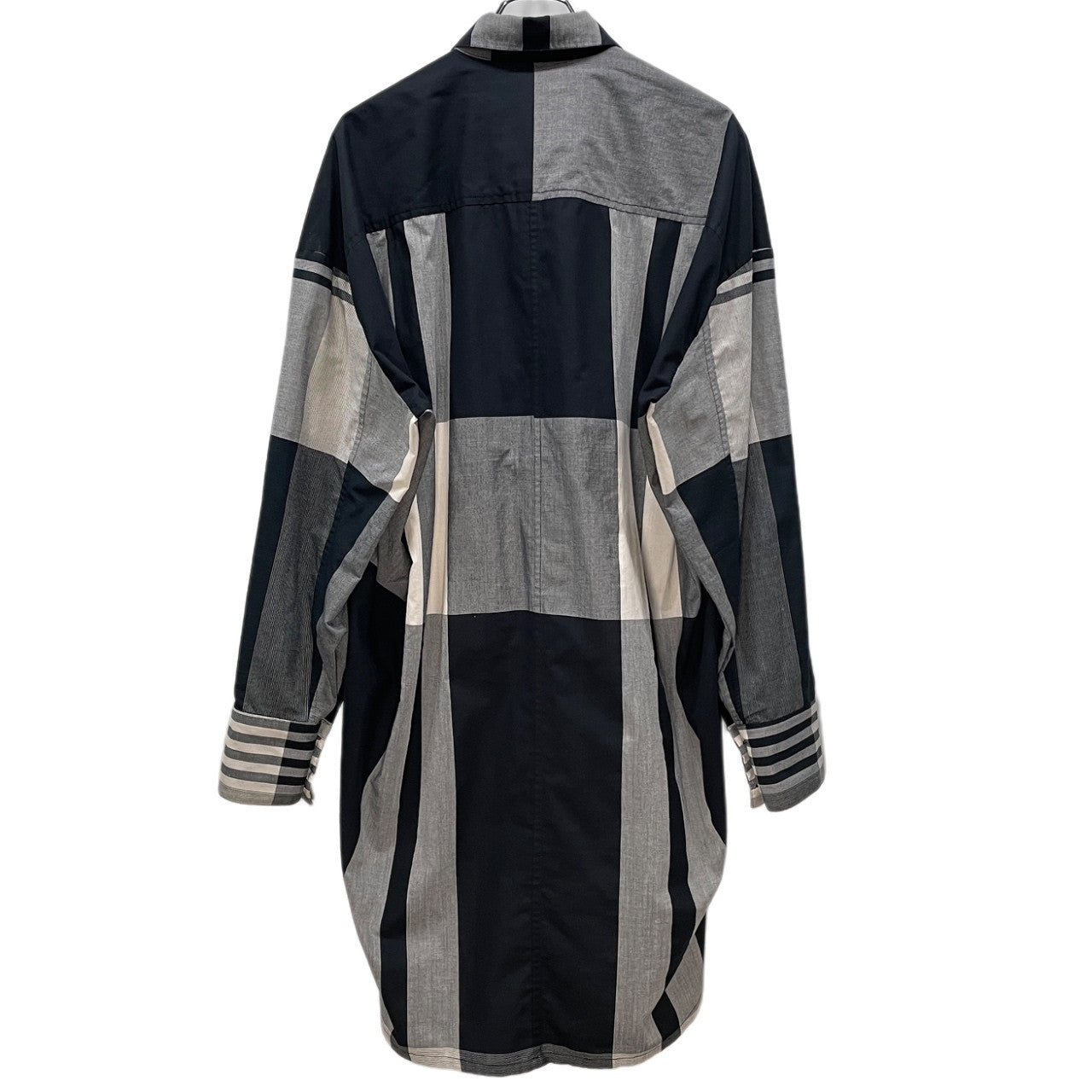 JOE CHIA ストライプチェックフライフロントロングシャツ ブラウス トップス ジョーチア メンズ