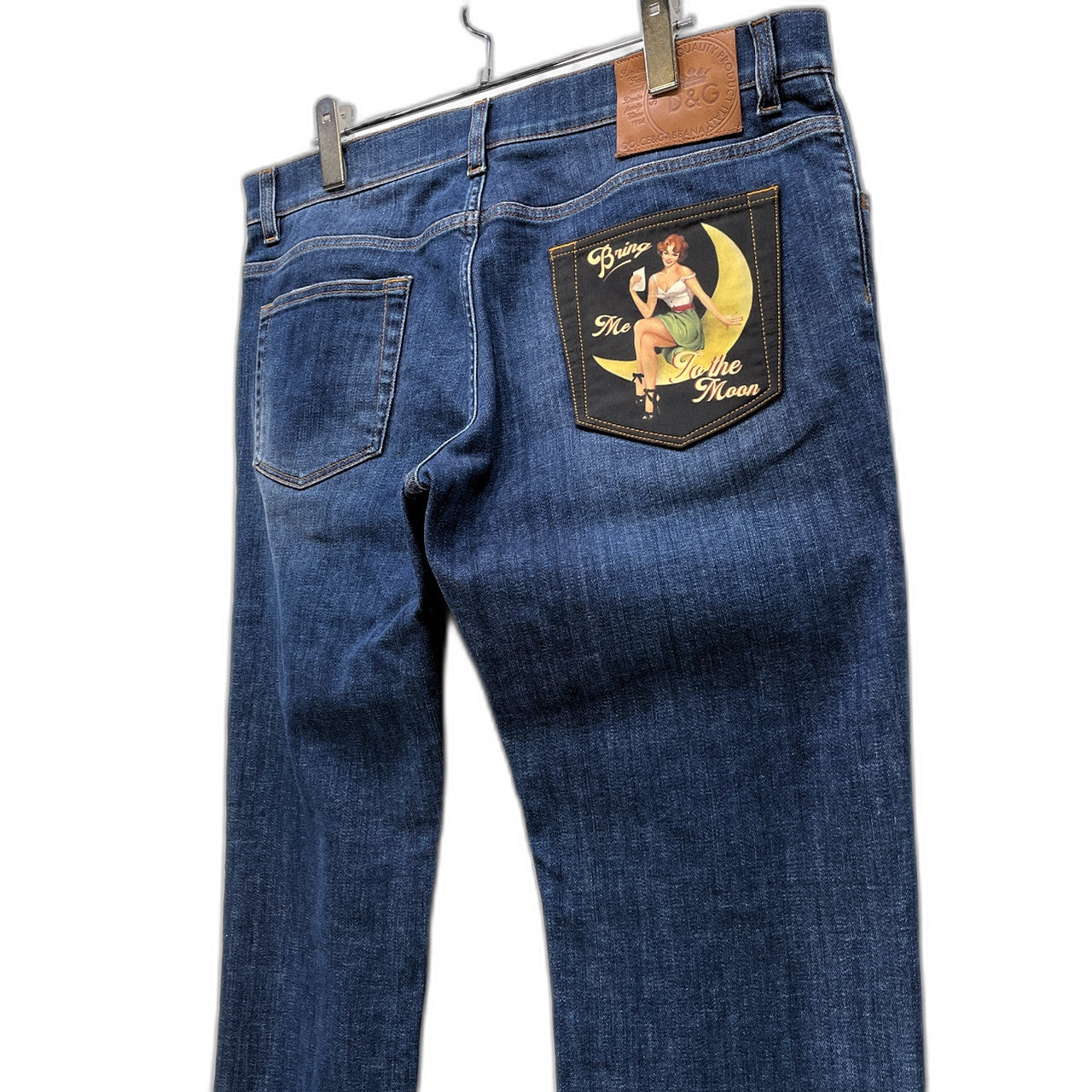 DOLCE&GABBANA Bring Me To the Moon アートプリントバックポケットダメージ加工スキニーデニムパンツ ジーンズ D&G ボトムス SKINNY ドルチェアンドガッバーナ メンズ