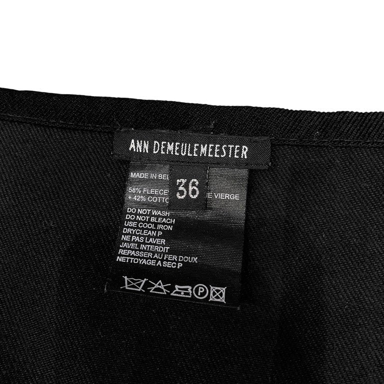 ANN DEMEULEMEESTER 00s ウールコットンツイルサイドリボンラップスカート ミニスカート タイトスカート レイヤード アンドゥムルメステール