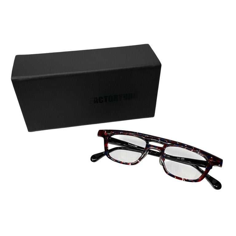 FACTORY900 17SS fa-1114 Col.239 Red Blue Pattern ツーブリッジフレームスクエアレンズシェイプメガネ アイウェア 眼鏡 廃盤 ファクトリー900 メンズ レディース ユニセックス