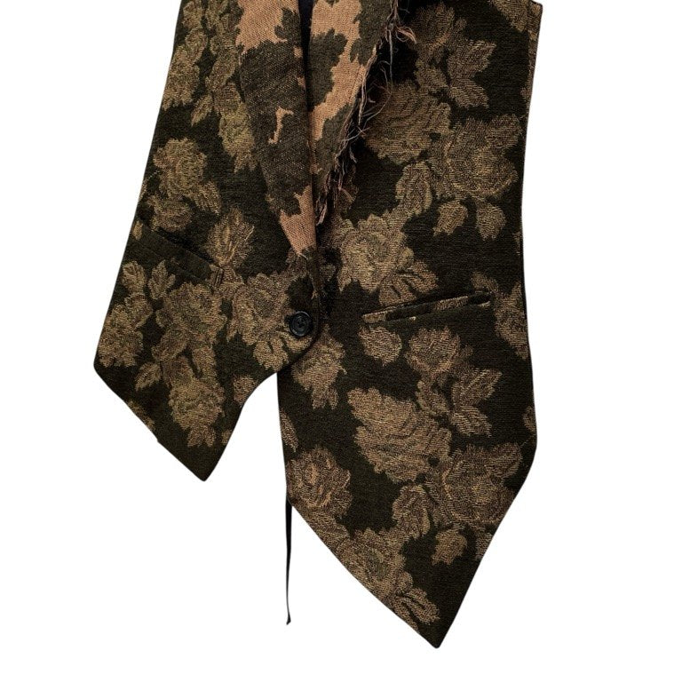 if six was nine ダブルフェイスフラワージャカードアシンメトリーベスト カットオフ ノースリーブ ジャケット アウター 花柄 イフシックスワズナイン メンズ