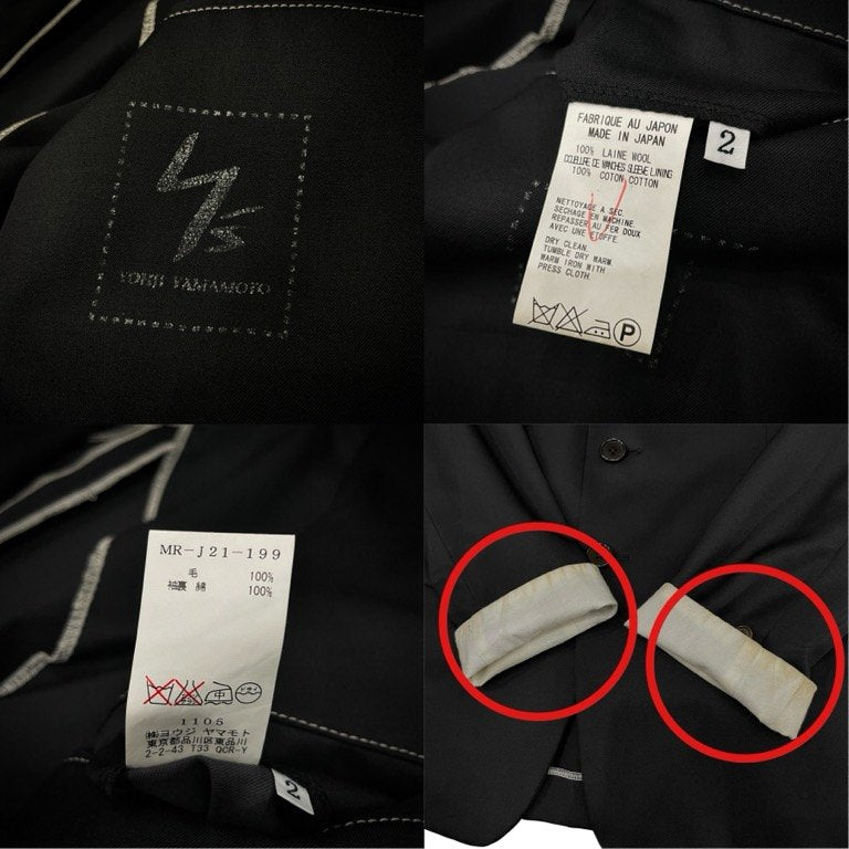 Y's for men ウールギャバジンピークドラペル5Bテーラードジャケット ブレザー ブルゾン コート アウター Yohji Yamamoto Pour Homme ヨウジヤマモトプールオム ワイズフォーメン メンズ